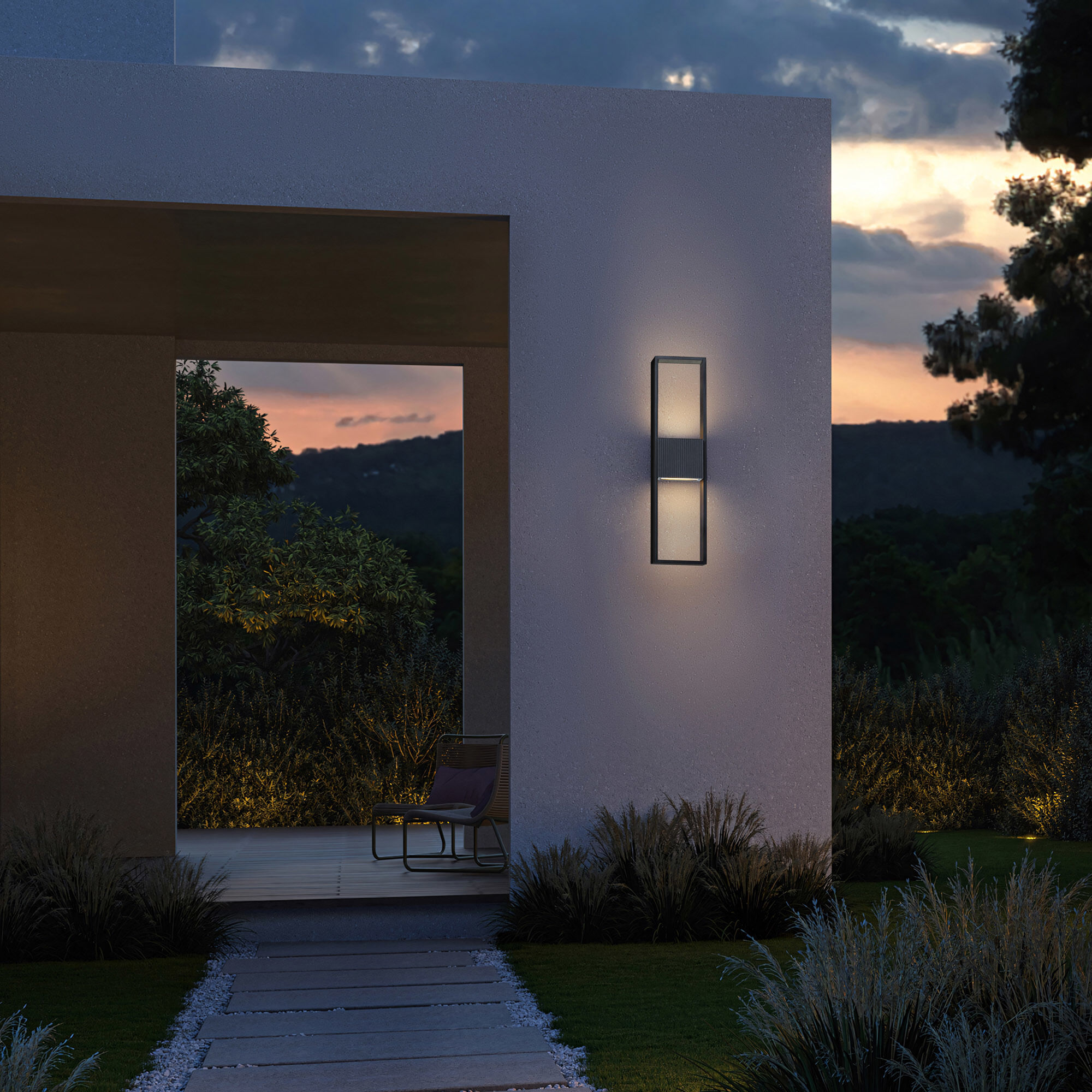 Miami LED 24 inch Sand Black Outdoor Wall Sconce